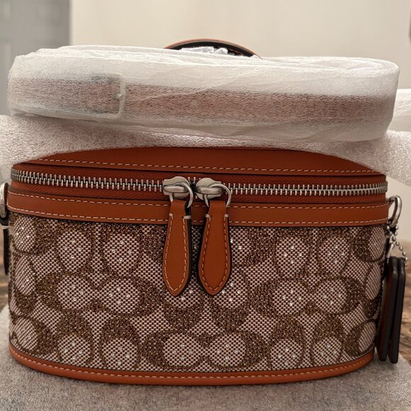 Coach Handbags - Coach Crystal Signature Jacquard Trail Bag (Burnished Amber)